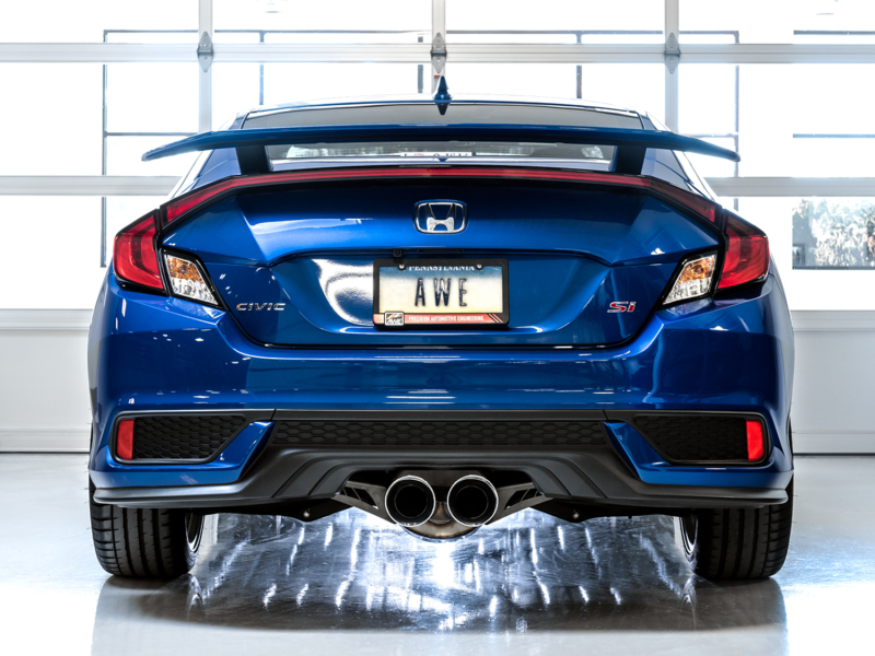 Honda Civic Si Performance Exhaust - Rear - AWE Tuning - Cat Back, Touring Edition, Dual Tips - Chrome Silver - `16-`27